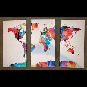 Colorful World Map Wall Decor